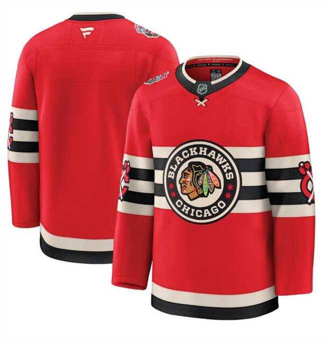 Mens Chicago Blackhawks Blank Red 2024-25 Winter Classic Stitched Hockey Jersey Dzhi